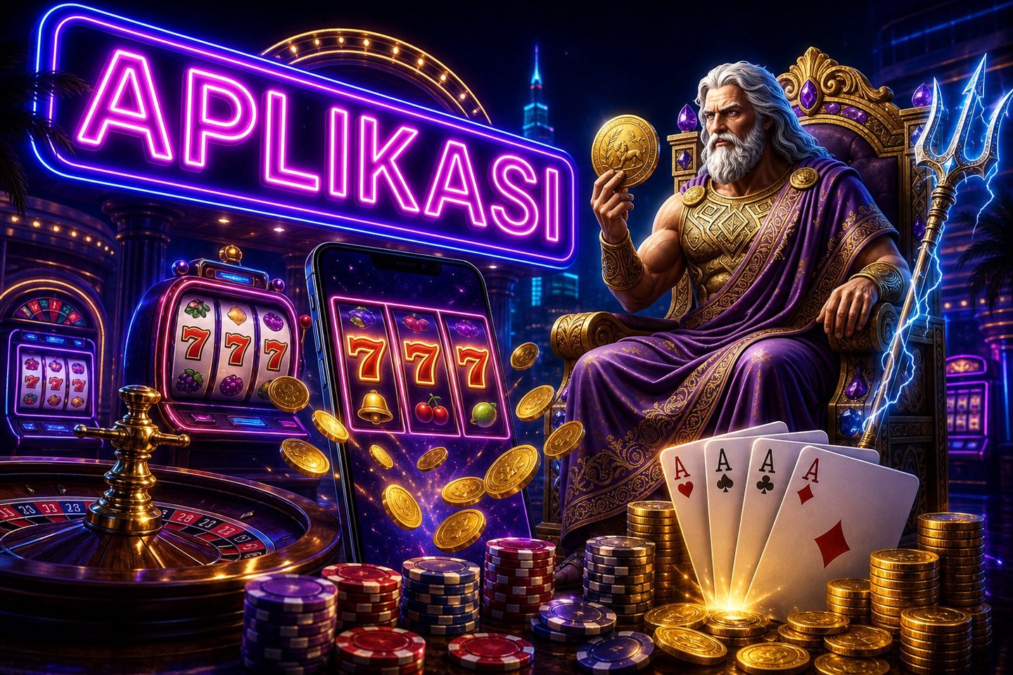Tampilan ponsel dengan notifikasi acara dan hadiah di APLIKASI